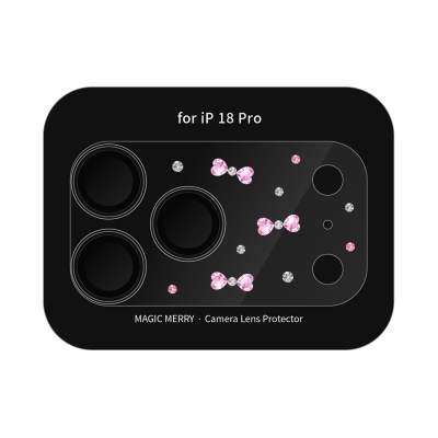 Apple iPhone 18 Pro​ Wiwu Magic Merry Shimmer Serisi Taşlı Kamera Lens Koruyucu Pembe