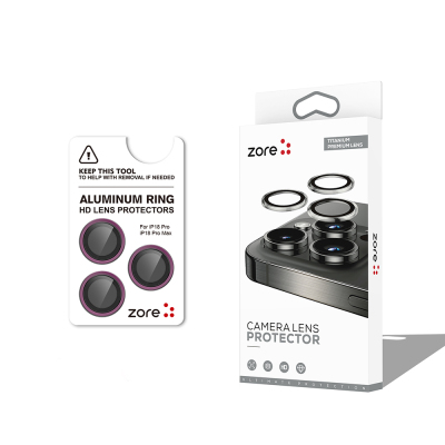 Apple iPhone 18 Pro Zore CL-12 Premium Safir Parmak İzi Bırakmayan Anti-Reflective Kamera Lens Koruyucu Kırmızı