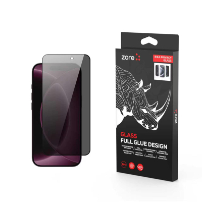 Apple iPhone 18 Pro Zore Rika Premium Privacy Tempered Glass Screen Protector Black