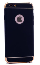 Apple iPhone 5 Kılıf Zore 3 Parçalı Rubber Kapak Siyah