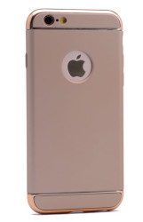 Apple iPhone 5 Kılıf Zore 3 Parçalı Rubber Kapak Gold