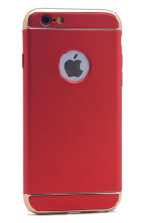 Apple iPhone 5 Kılıf Zore 3 Parçalı Rubber Kapak Kırmızı