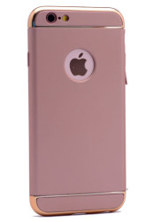 Apple iPhone 5 Kılıf Zore 3 Parçalı Rubber Kapak Rose Gold