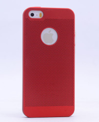 Apple iPhone 5 Kılıf Zore Delikli Rubber Kapak Kırmızı