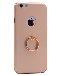 Apple iPhone 5 Kılıf Zore Yüzüklü Rubber Kapak Gold