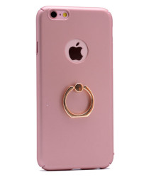Apple iPhone 5 Kılıf Zore Yüzüklü Rubber Kapak Rose Gold