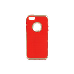 Apple iPhone 5 Kılıf Zore İnfinity Motomo Kapak Gold-Kırmızı