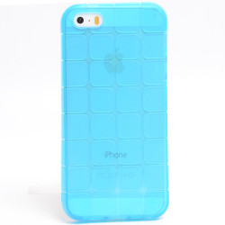 Apple iPhone 5 Kılıf Zore Kare Kabartmalı Silikon Mavi