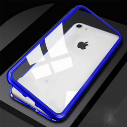 Apple iPhone 6 Kılıf Zore Devrim Mıknatıslı Cam Kapak Mavi