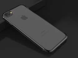 Apple iPhone 6 Kılıf Zore Dört Köşeli Lazer Silikon Kapak Siyah