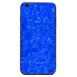 Apple iPhone 6 Kılıf Zore Marbel Cam Silikon Mavi