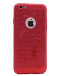 Apple iPhone 6 Plus Kılıf Zore Delikli Rubber Kapak Kırmızı