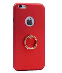 Apple iPhone 6 Plus Kılıf Zore Yüzüklü Rubber Kapak Kırmızı
