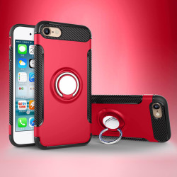 Apple iPhone 6 Plus Kılıf Zore Yüzüklü Verus Kapak Kırmızı