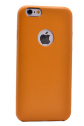 Apple iPhone 6 Plus Kılıf Zore 1-1 Deri Soft Kapak Kahve Açık