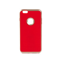 Apple iPhone 6 Plus Kılıf Zore İnfinity Motomo Kapak Gold-Kırmızı