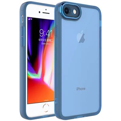 Apple iPhone 7 Case Camera Protected Transparent Zore Post Cover Blue