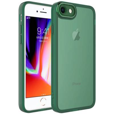 Apple iPhone 7 Case Camera Protected Transparent Zore Post Cover Dark Green