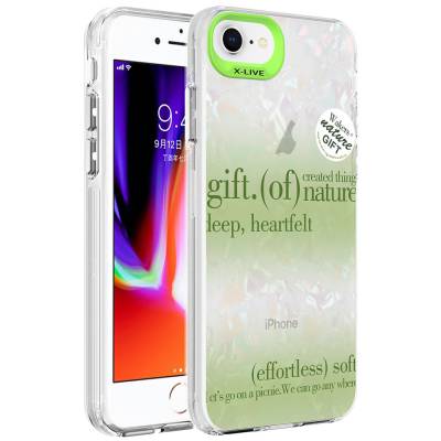 Apple iPhone 7 Case Marble Pattern Zore Marbello Cover Green