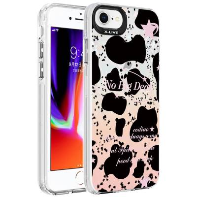 Apple iPhone 7 Case Marble Pattern Zore Marbello Cover Siyah-Beyaz