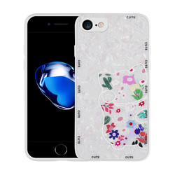 Apple iPhone 7 Case Patterned Hard Silicone Zore Mumila Cover White Cat