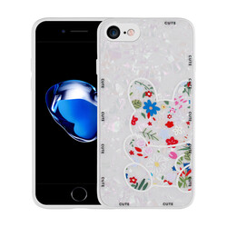 Apple iPhone 7 Case Patterned Hard Silicone Zore Mumila Cover White Rabbit