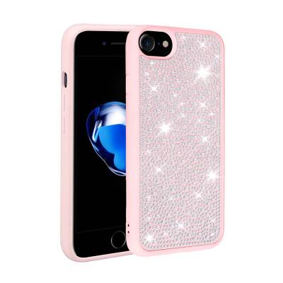 Apple iPhone 7 Case Shiny Stone Design Zore Stone Cover Pink