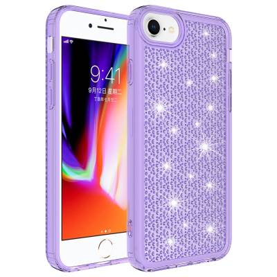 Apple iPhone 7 Case With Airbag Shiny Design Zore Snow Cover Purple