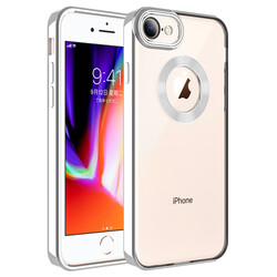 Apple iPhone 7 Kılıf Kamera Korumalı Logo Gösteren Zore Omega Kapak Gümüş