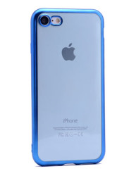 Apple iPhone 7 Kılıf Zore Lazer Kaplama Silikon Mavi