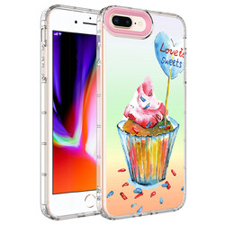 Apple iPhone 7 Plus Case Camera Protected Colorful Patterned Hard Silicone Zore Korn Cover NO15
