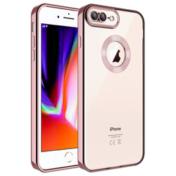 Apple iPhone 7 Plus Case Camera Protected Zore Omega Cover With Logo Rose Gold
