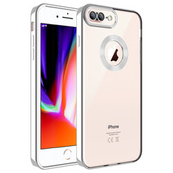 Apple iPhone 7 Plus Case Camera Protected Zore Omega Cover With Logo Silver
