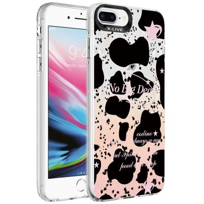 Apple iPhone 7 Plus Case Marble Pattern Zore Marbello Cover Siyah-Beyaz