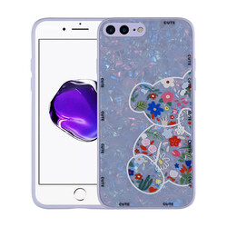 Apple iPhone 7 Plus Case Patterned Hard Silicone Zore Mumila Cover Lilac Bear