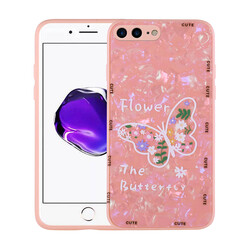 Apple iPhone 7 Plus Case Patterned Hard Silicone Zore Mumila Cover Pink Flower
