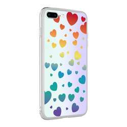 Apple iPhone 7 Plus Case Zore M-Blue Patterned Cover Heart No3