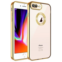Apple iPhone 7 Plus Kılıf Kamera Korumalı Logo Gösteren Zore Omega Kapak Gold
