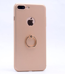 Apple iPhone 7 Plus Kılıf Zore Yüzüklü Rubber Kapak Gold