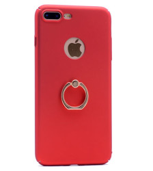 Apple iPhone 7 Plus Kılıf Zore Yüzüklü Rubber Kapak Kırmızı
