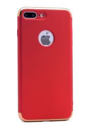 Apple iPhone 7 Plus Kılıf Zore 3 Parçalı Rubber Kapak Kırmızı