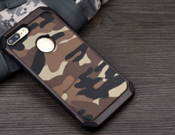Apple iPhone 7 Plus Kılıf Zore Army Silikon Kapak Kahverengi
