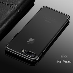 Apple iPhone 7 Plus Kılıf Zore Dört Köşeli Lazer Silikon Kapak Siyah
