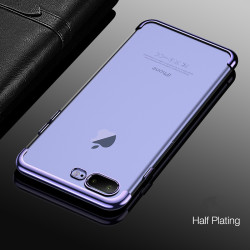 Apple iPhone 7 Plus Kılıf Zore Dört Köşeli Lazer Silikon Kapak Mavi
