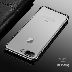 Apple iPhone 7 Plus Kılıf Zore Dört Köşeli Lazer Silikon Kapak Gri