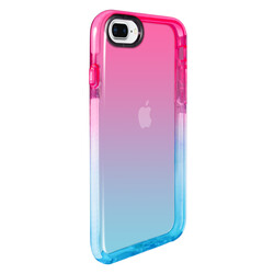 Apple iPhone 7 Plus Kılıf Zore Renkli Punto Kapak Pembe-Mavi
