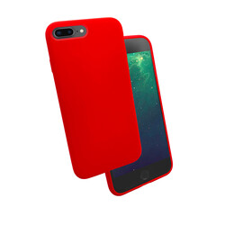 Apple iPhone 7 Plus Kılıf Zore Silk Silikon Kırmızı