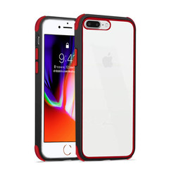 Apple iPhone 7 Plus Kılıf Zore Tiron Kapak Siyah-Kırmızı