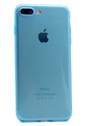 Apple iPhone 7 Plus Kılıf Zore Ultra İnce Silikon Kapak 0.2 mm Mavi