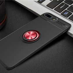 Apple iPhone 7 Plus Kılıf Zore Ravel Silikon Kapak Siyah-Kırmızı